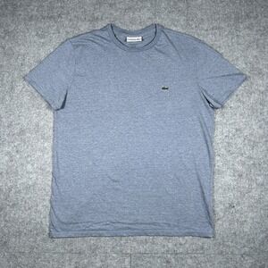Lacoste T Shirt mens size XL Teal Blue Pima Cotton crewneck Croc Logo Embroidery